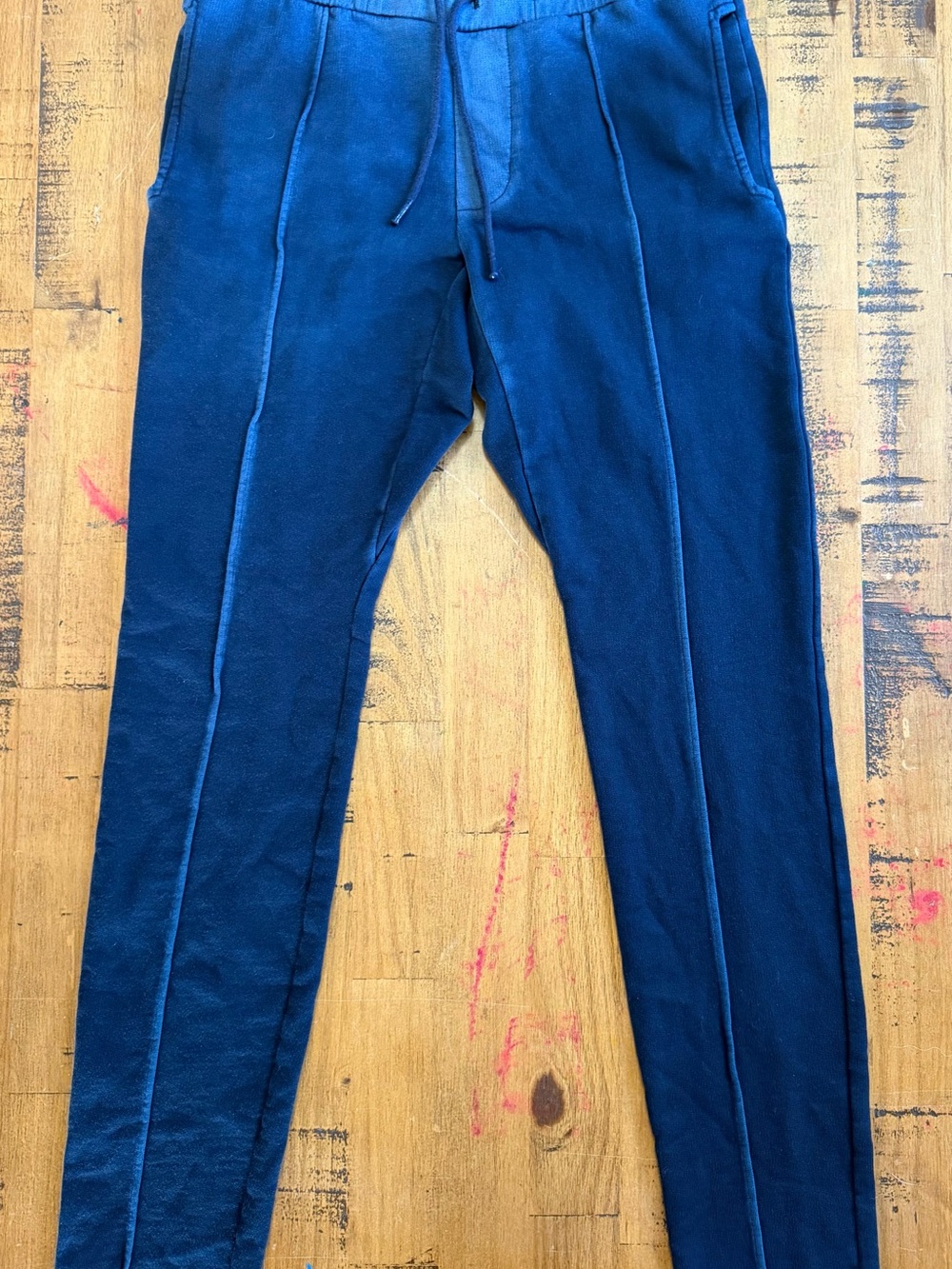 Men’s Cotton Citizen Navy Blue Jogger Pants with Center Seams